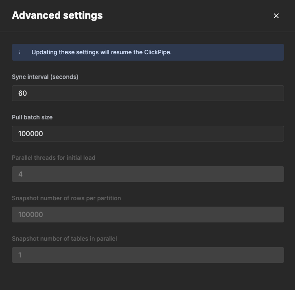 Edit sync settings